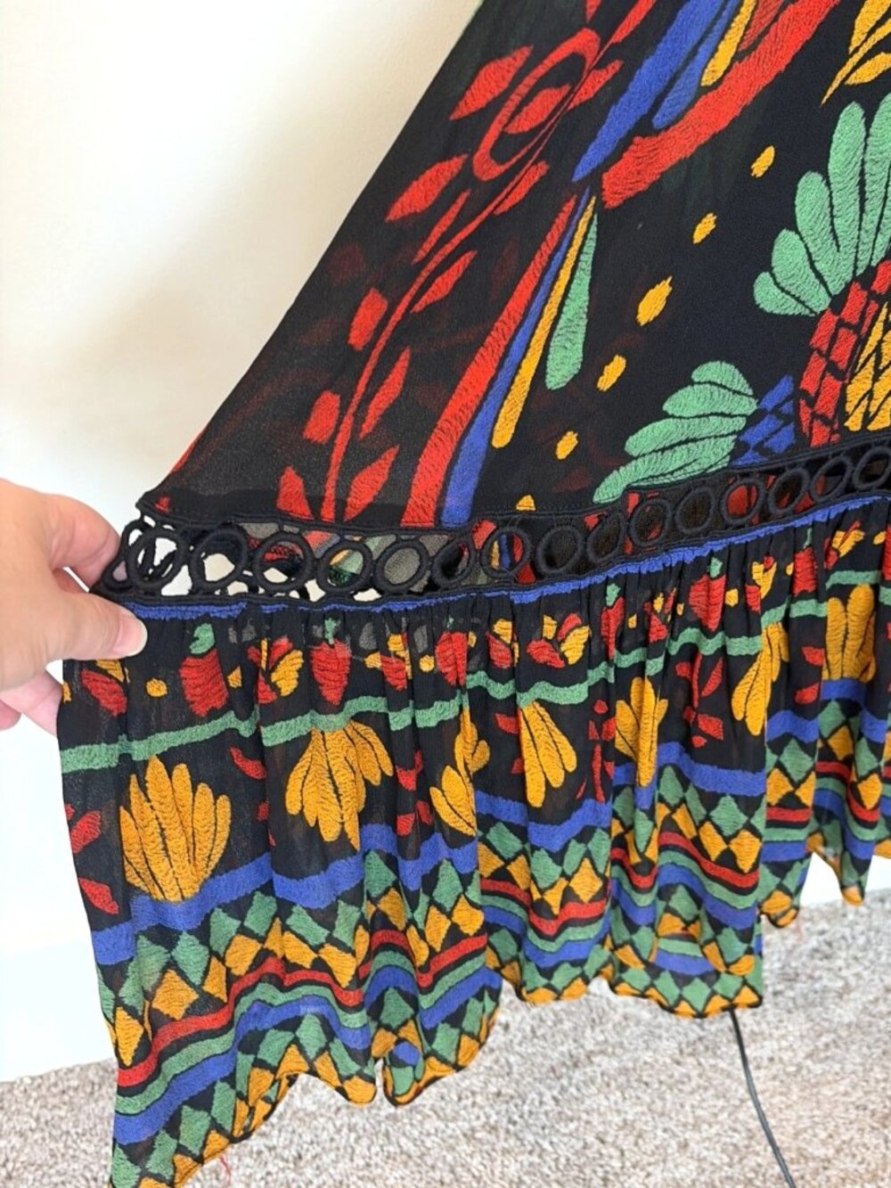 Farm Rio Anthropologie Georgette Maxi Dress Sz M Tropical Toucan Boho Lined - Picture 11 of 16